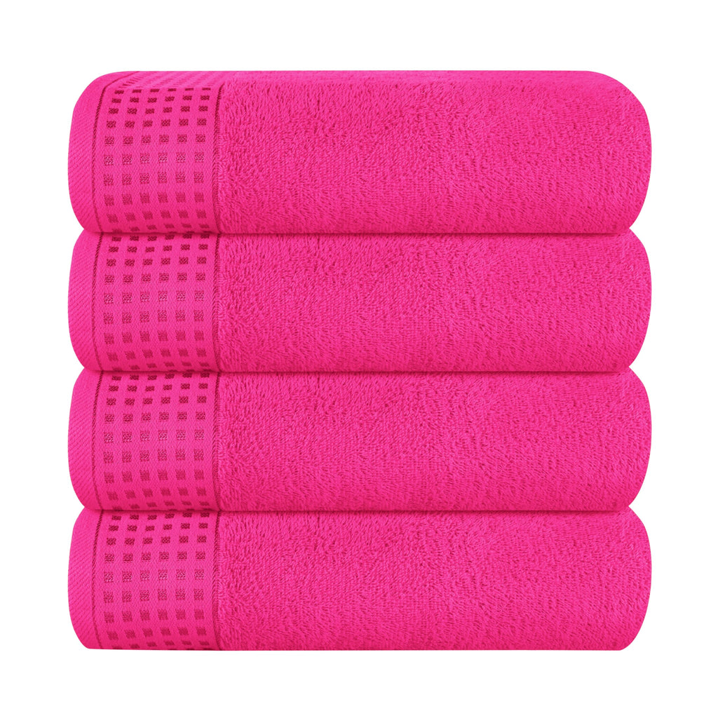 GLAMBURG 100% Cotton Ultra Soft 6 Pack Towel Set, Contains 2 Bath Towels 28x55 Inches, 2 Hand Towels 16x24 Inches & 2 Wash Coths 12x12 Inches, Compact Absorbent Lightweight & Quickdry - Pink