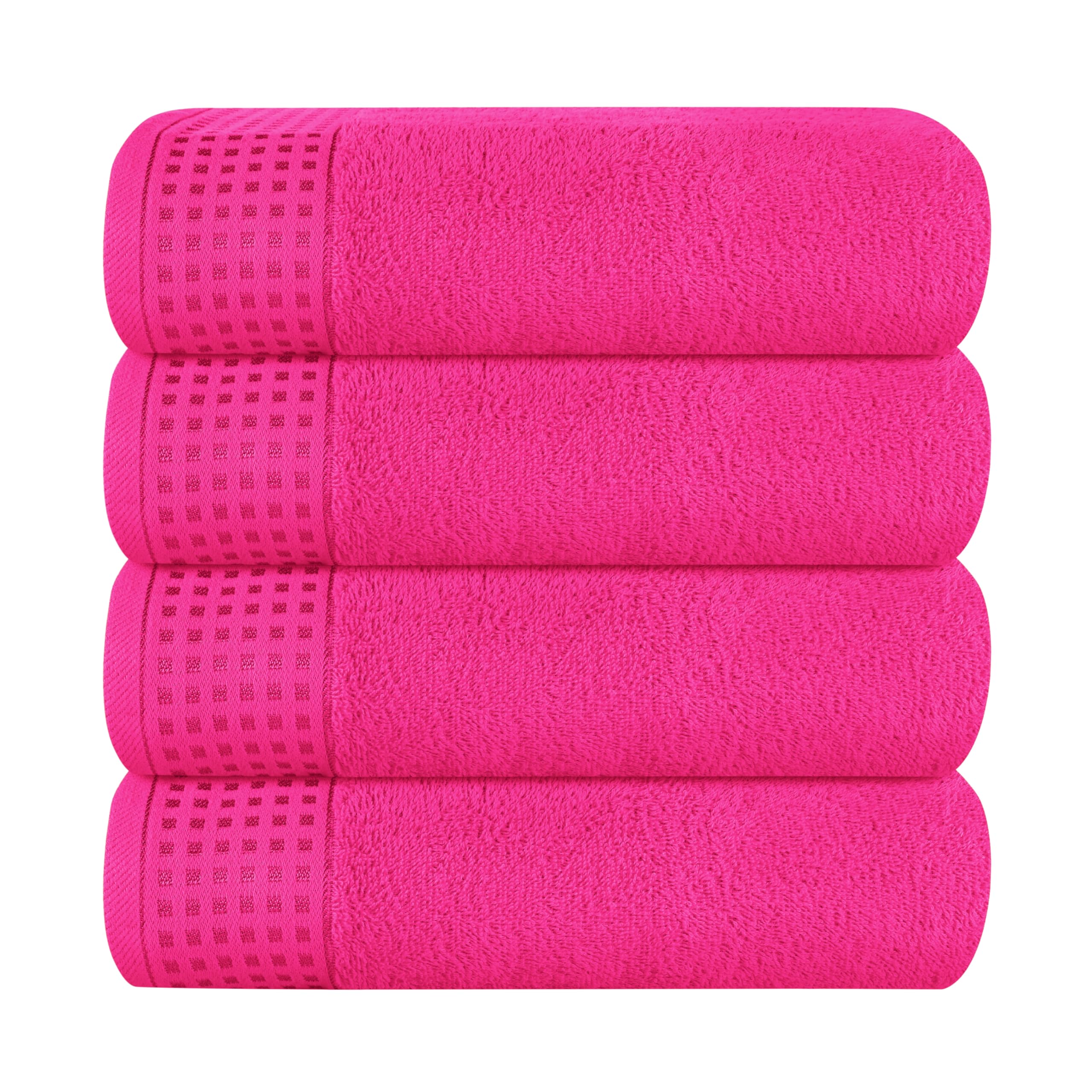GLAMBURG 100% Cotton Ultra Soft 6 Pack Towel Set, Contains 2 Bath Towels 28x55 Inches, 2 Hand Towels 16x24 Inches & 2 Wash Coths 12x12 Inches, Compact Absorbent Lightweight & Quickdry - Pink