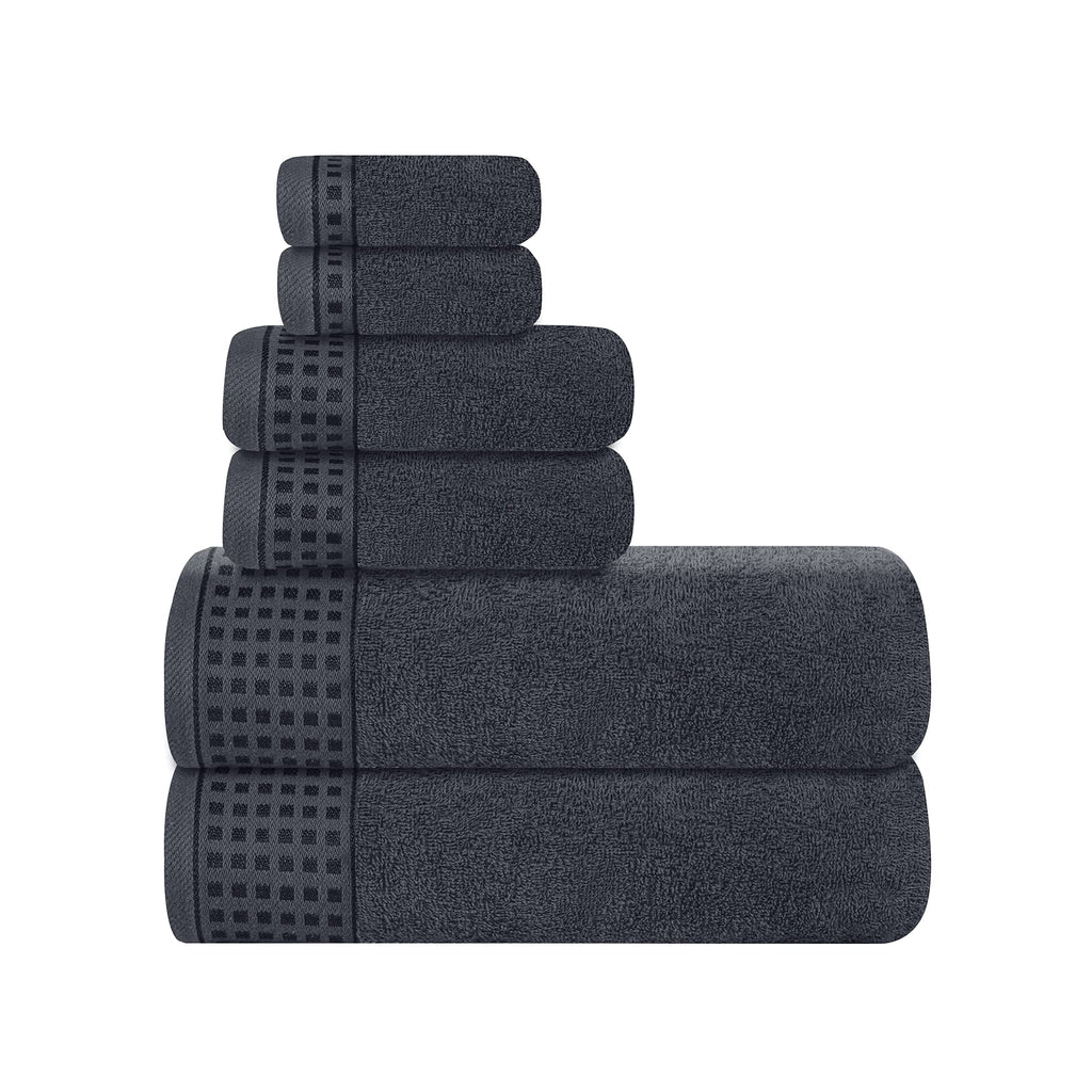 GLAMBURG 100% Cotton Ultra Soft 6 Pack Towel Set, Contains 2 Bath Towels 28x55 Inches, 2 Hand Towels 16x24 Inches & 2 Wash Coths 12x12 Inches, Compact Absorbent Lightweight & Quickdry - Pink