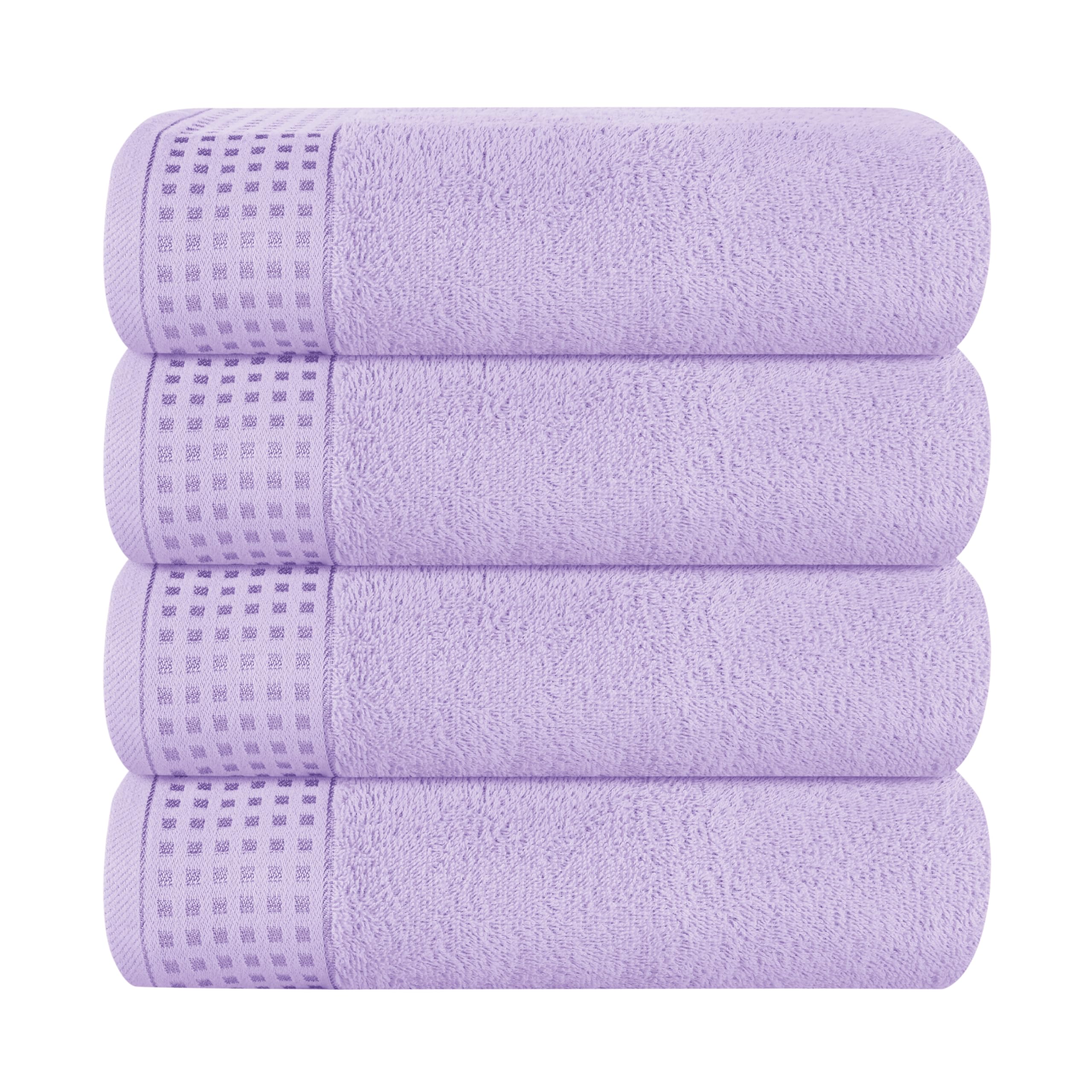 GLAMBURG 100% Cotton Ultra Soft 6 Pack Towel Set, Contains 2 Bath Towels 28x55 Inches, 2 Hand Towels 16x24 Inches & 2 Wash Coths 12x12 Inches, Compact Absorbent Lightweight & Quickdry - Pink