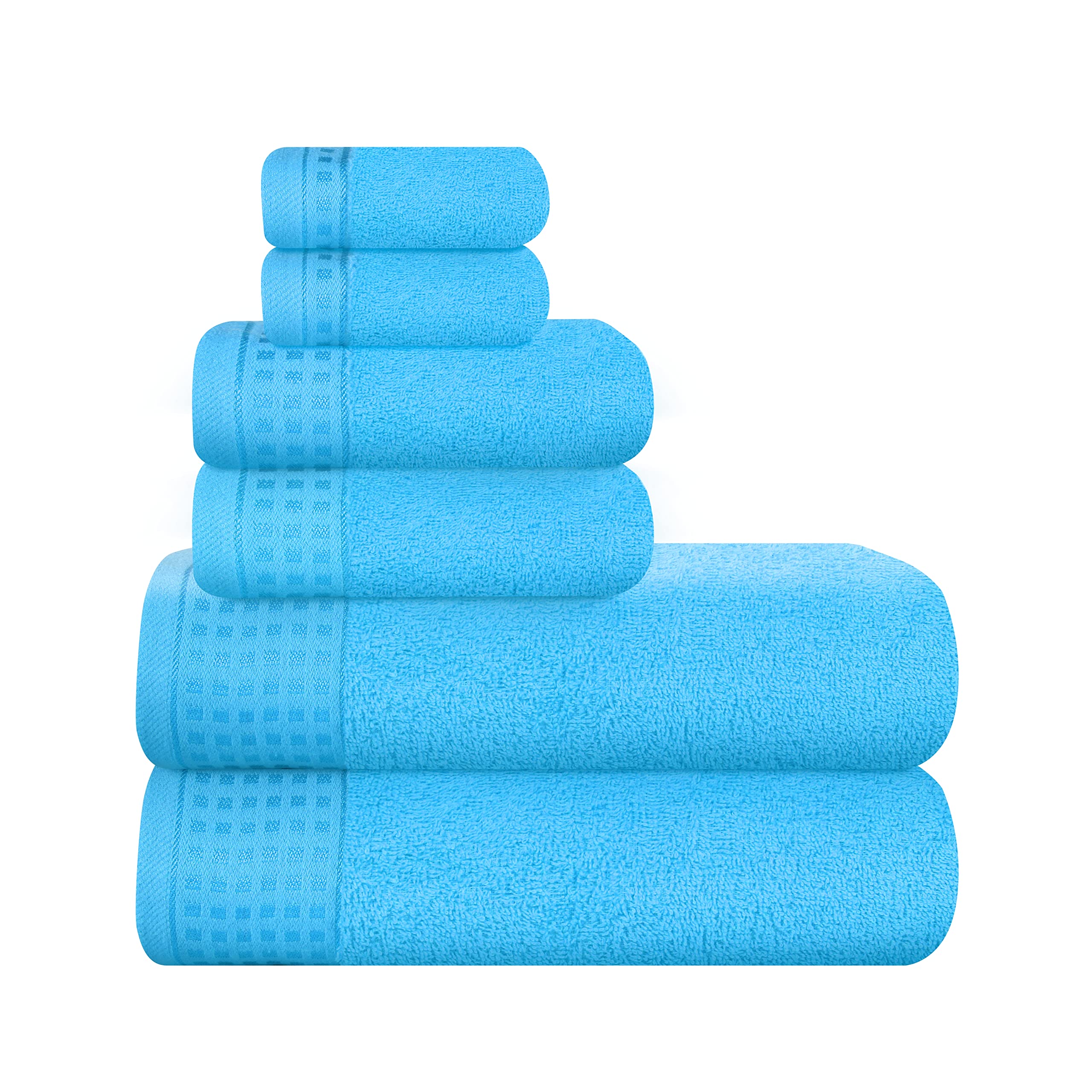 GLAMBURG 100% Cotton Ultra Soft 6 Pack Towel Set, Contains 2 Bath Towels 28x55 Inches, 2 Hand Towels 16x24 Inches & 2 Wash Coths 12x12 Inches, Compact Absorbent Lightweight & Quickdry - Pink