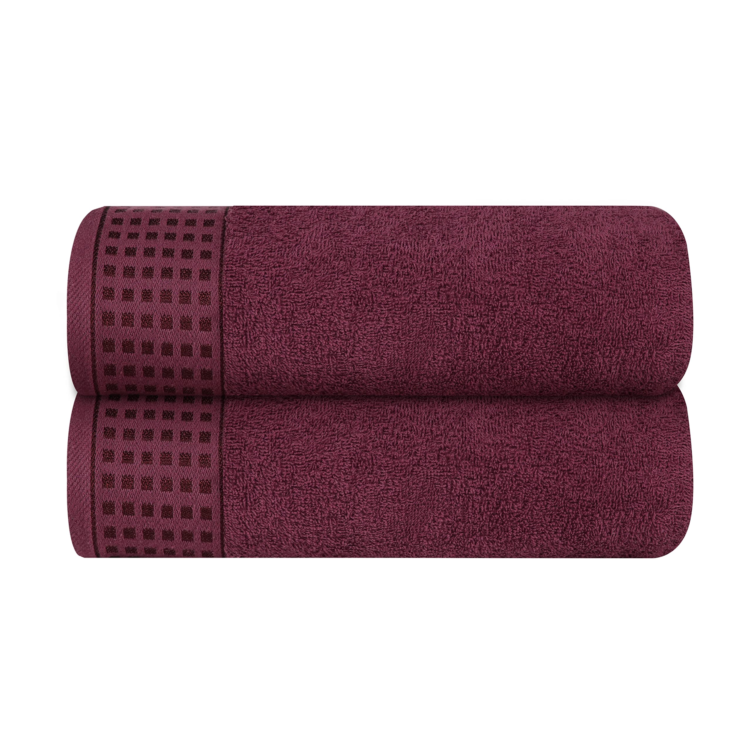 GLAMBURG 100% Cotton Ultra Soft 6 Pack Towel Set, Contains 2 Bath Towels 28x55 Inches, 2 Hand Towels 16x24 Inches & 2 Wash Coths 12x12 Inches, Compact Absorbent Lightweight & Quickdry - Pink