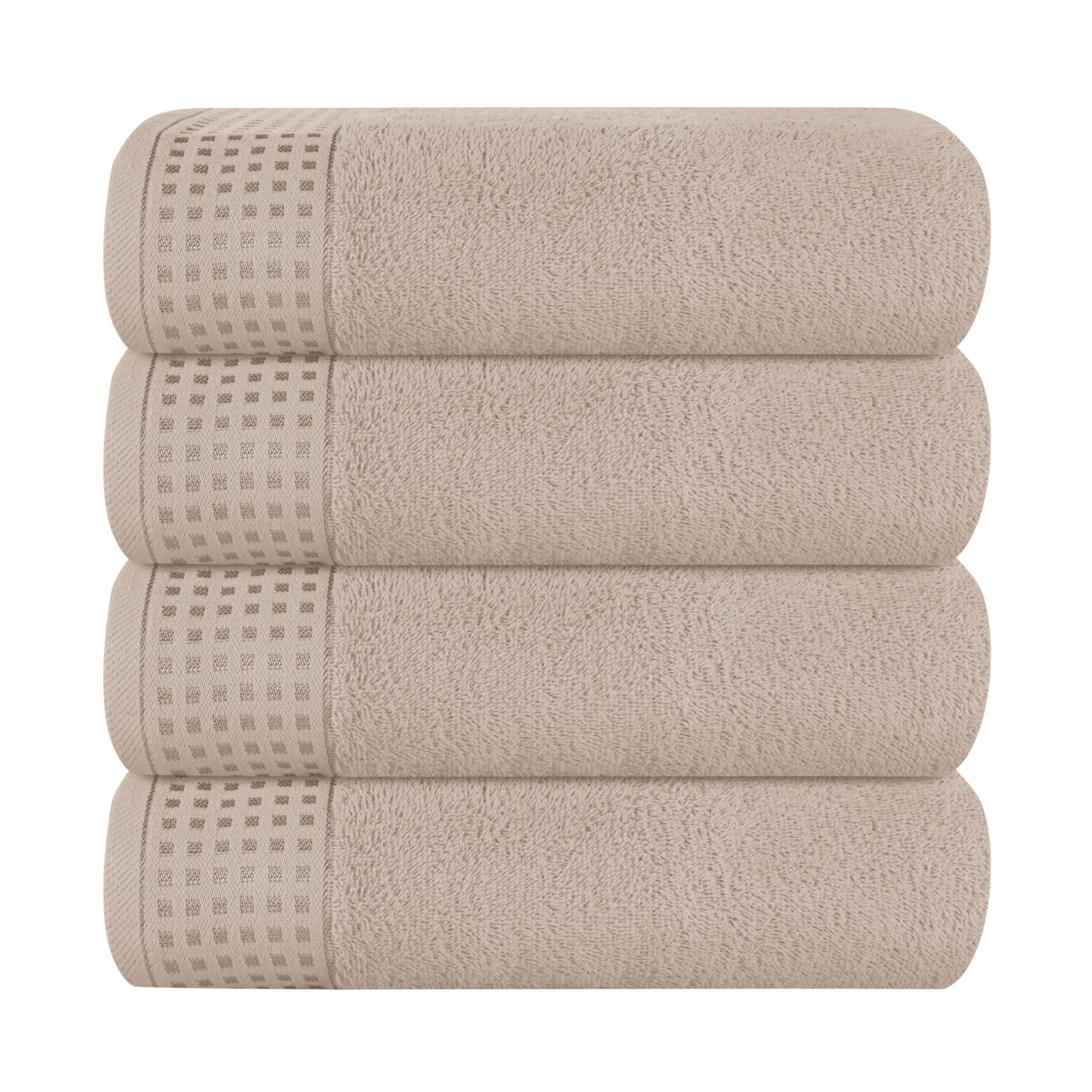 GLAMBURG 100% Cotton Ultra Soft 6 Pack Towel Set, Contains 2 Bath Towels 28x55 Inches, 2 Hand Towels 16x24 Inches & 2 Wash Coths 12x12 Inches, Compact Absorbent Lightweight & Quickdry - Pink