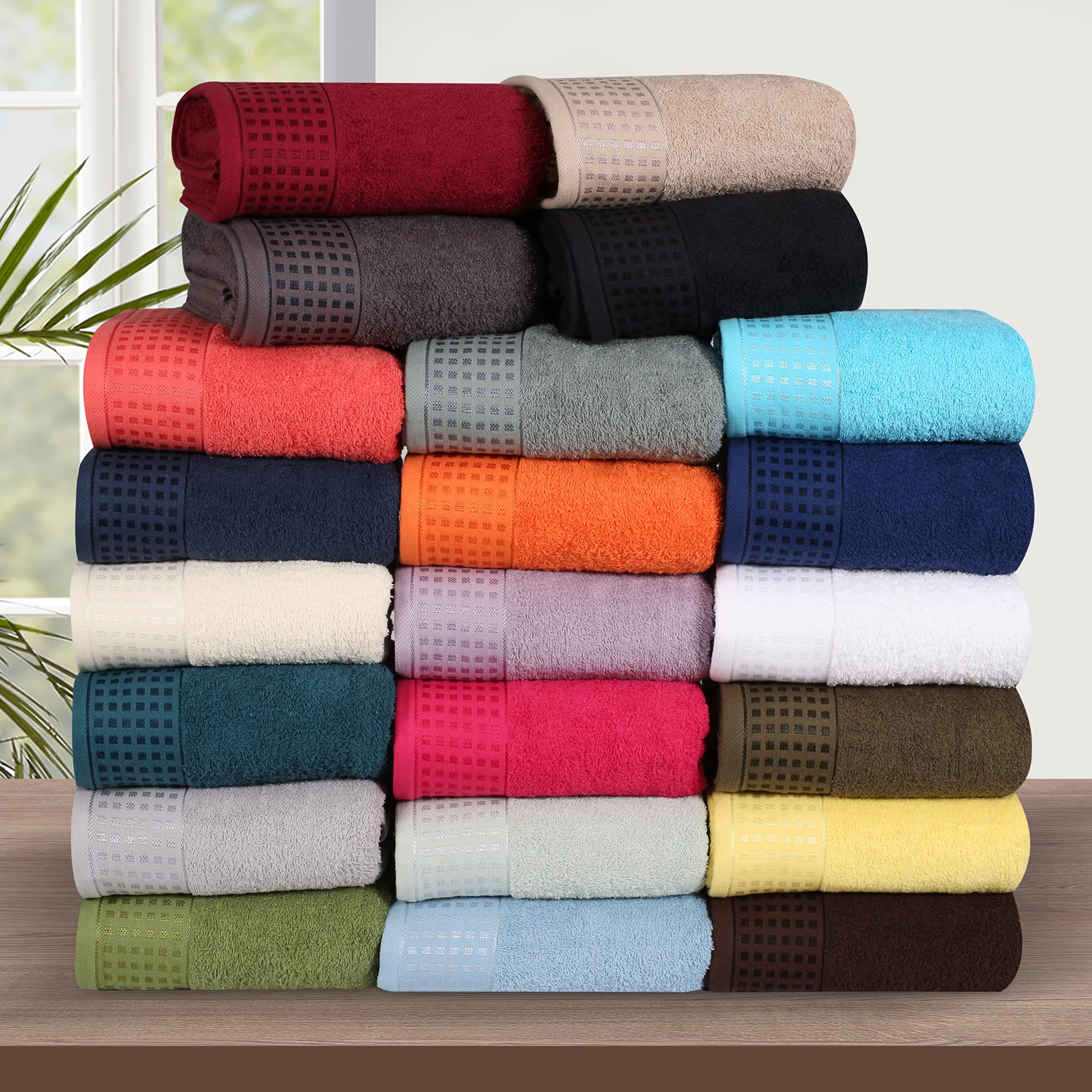 GLAMBURG 100% Cotton Ultra Soft 6 Pack Towel Set, Contains 2 Bath Towels 28x55 Inches, 2 Hand Towels 16x24 Inches & 2 Wash Coths 12x12 Inches, Compact Absorbent Lightweight & Quickdry - Pink