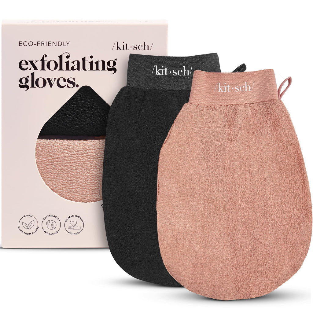 Kitsch Exfoliating Glove 1pc – Korean Exfoliating Mitt & Deep Exfoliating Body Scrubber for Shower, Bath | Body Exfoliator Glove, Dead Skin Remover | Skin Care for Smooth Skin - Leopard