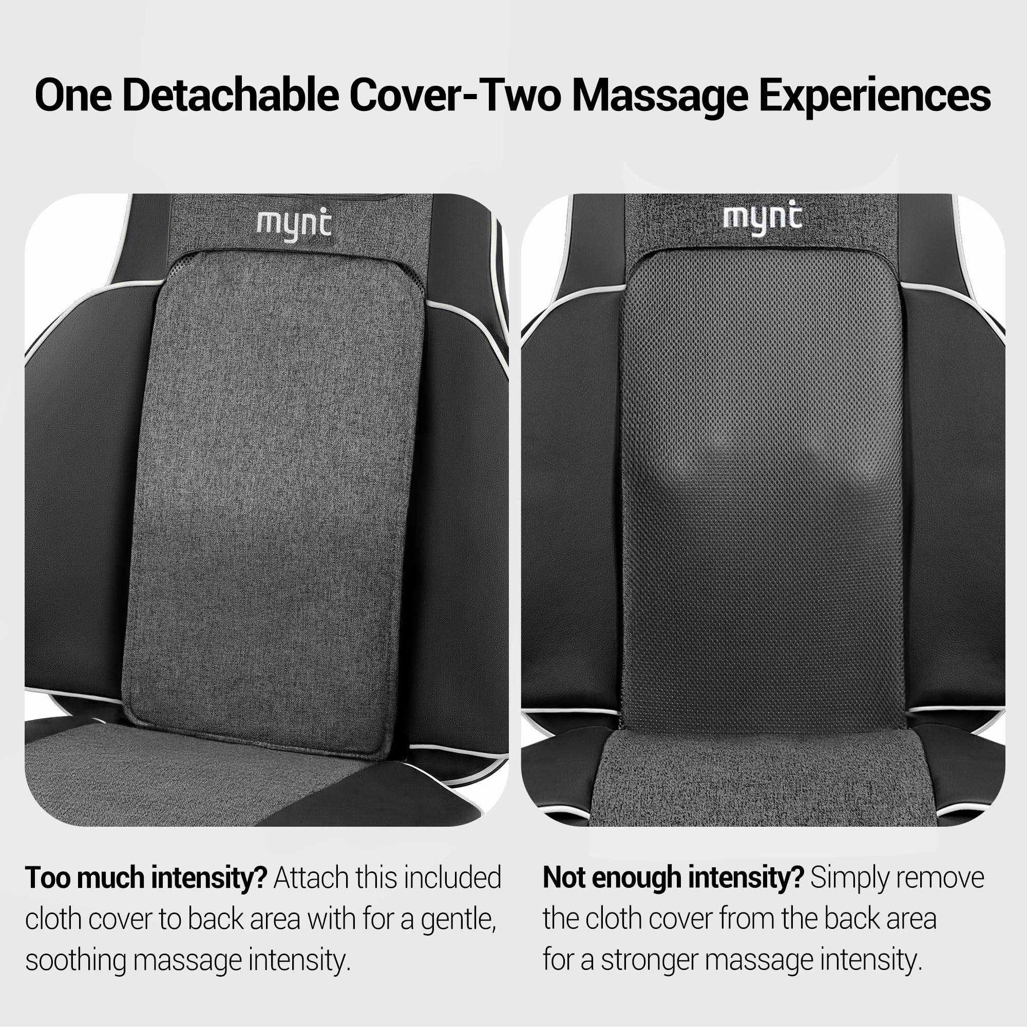 Mynt FSA Eligible HSA Approved Shiatsu Neck and Back Massager for Chair with 10 Deep Kneading Nodes, 2D & 3D Adjustable Back Massage with Heat, Portable Massage Chair Pad with Cover