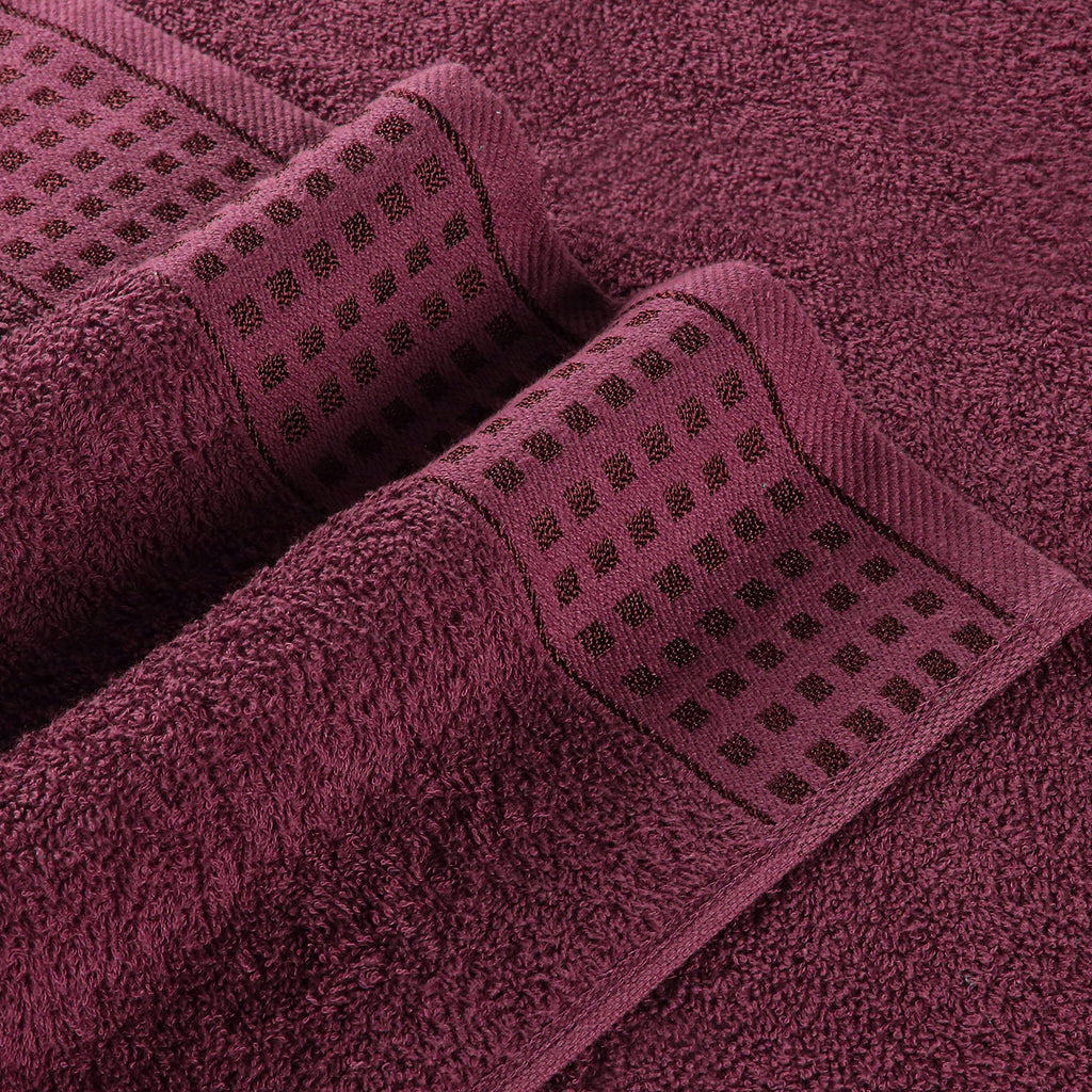 GLAMBURG 100% Cotton Ultra Soft 6 Pack Towel Set, Contains 2 Bath Towels 28x55 Inches, 2 Hand Towels 16x24 Inches & 2 Wash Coths 12x12 Inches, Compact Absorbent Lightweight & Quickdry - Pink